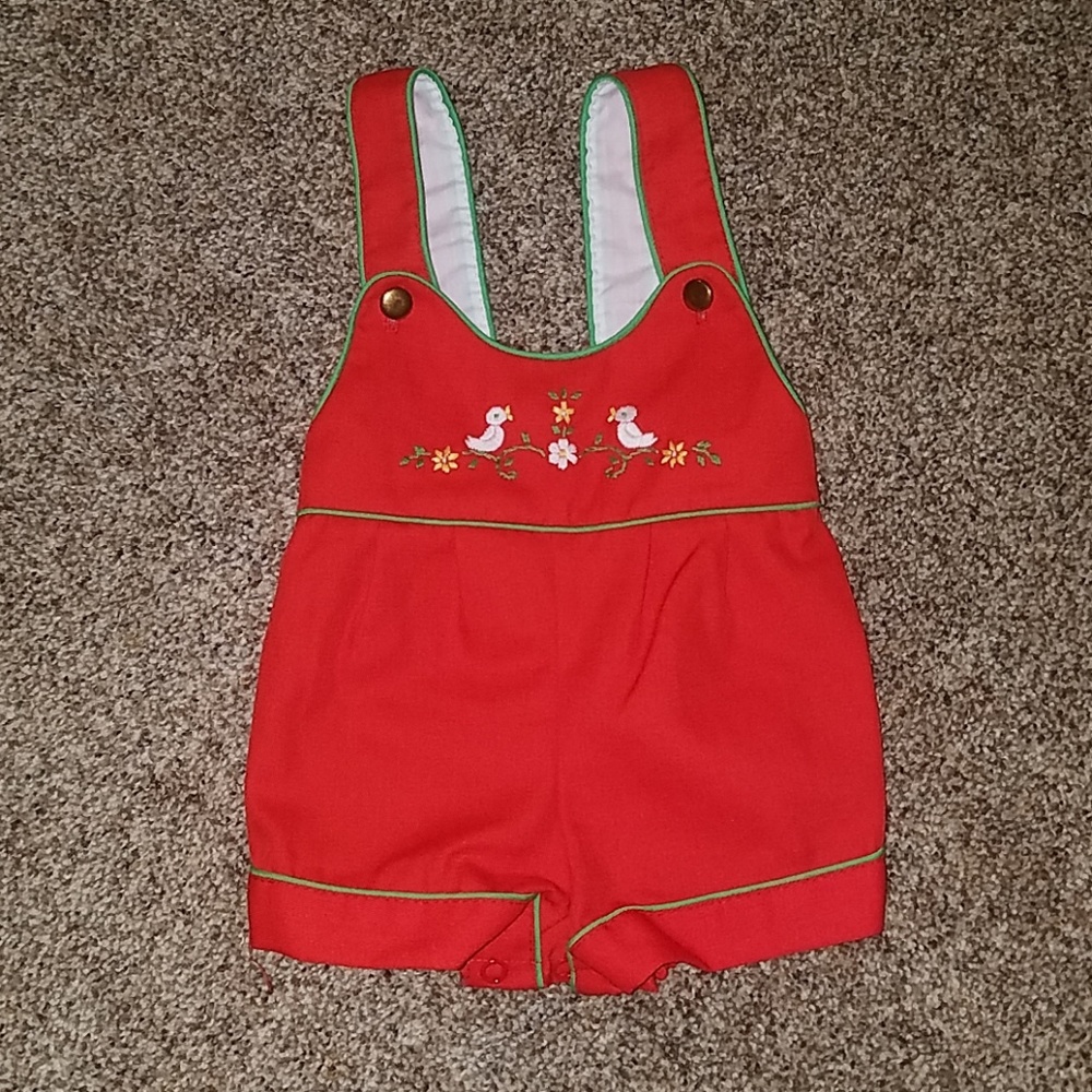 Vintage holiday romper/ jon jon/ overall